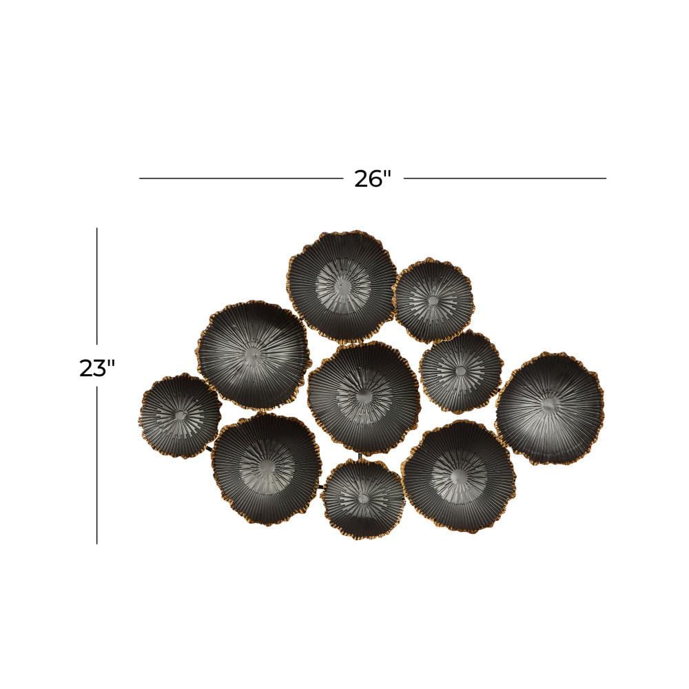 Black and Gold Circular Iron Wall Sculpture with Matte Finish