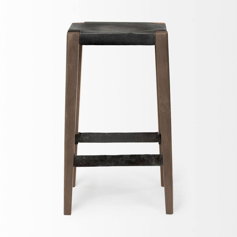 Nell Adjustable Light Brown Mango Wood Bar Stool with Metal Base