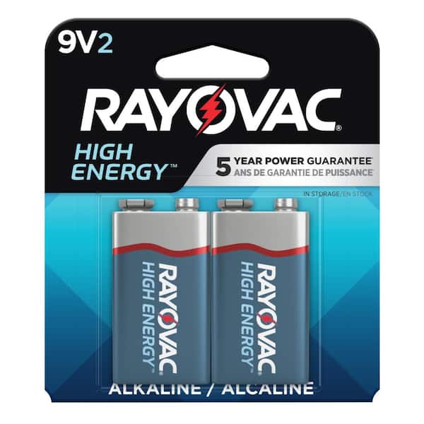 Rayovac High Energy 9V Batteries (2-Pack), Alkaline 9 Volt Batteries