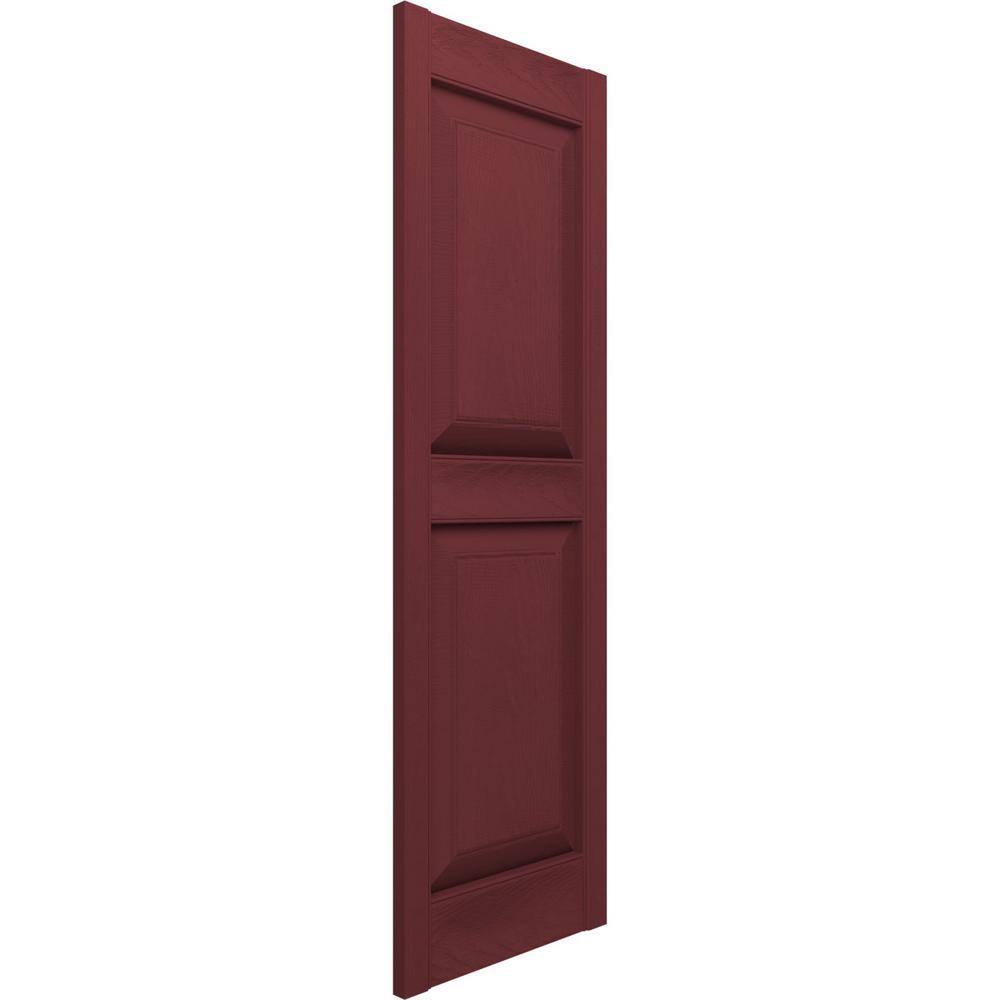 Wineberry Vinyl Raised Panel Shutters Pair, 12"W x 70"H