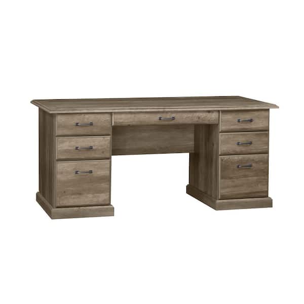 Honduras 65 in. Rectangular Rustic Oak Particle Board 7 Drawer Executive Desk