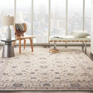 Silky Textures Ivory 8 ft. x 11 ft. Persian Traditional Area Rug