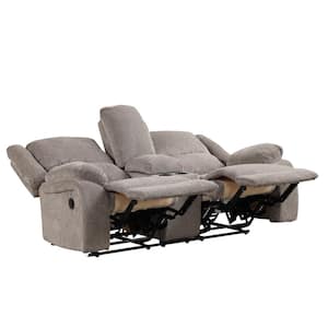 Duke 77.90 in. Gray Chenille 2-Seater Recliner Loveseat With Console