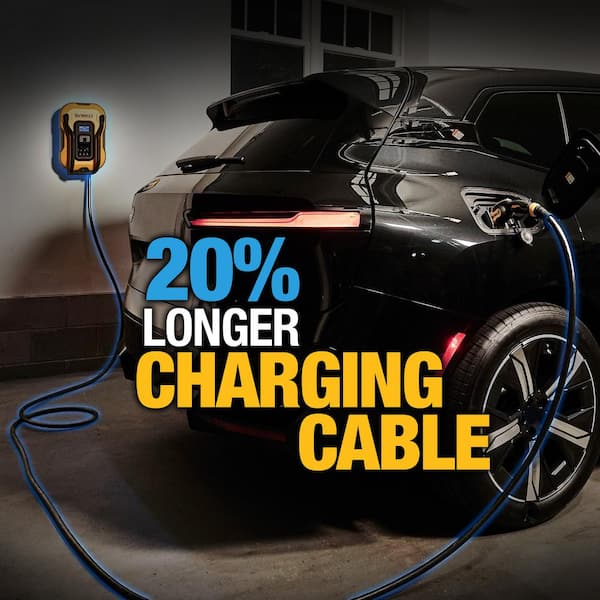 DEWALT - Level-2 Wall Mounted Electric Vehicle EV Charger up to 48 Amps, 240-Volt AC 11.5 Kw, 25 Ft. Cable, Weatherproof
