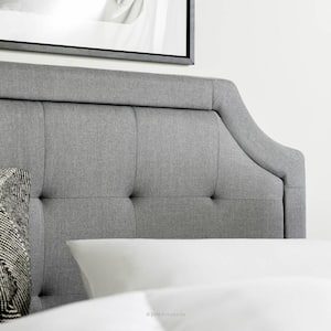 Upholstered Scoop-Edge Headboard with Square Tufting