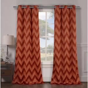 Rust Chevron Thermal Rod Pocket Blackout Curtain - 38 in. W x 84 in. L (Set of 2)