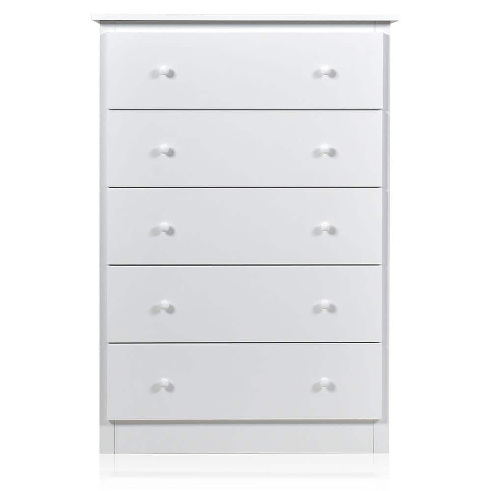 White 5-Drawer 31.5 in. Dresser Chest of Drawers Functional Storage Organizer Closet