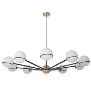 Sofia 10-Light Aged Brass Globe Circle Chandelier for Living Room