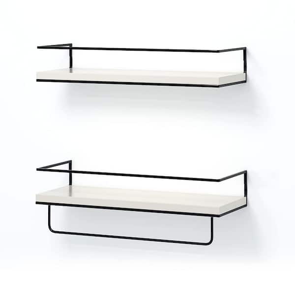 Unbranded 16 in. x 6 in. x 4 in. Modern White Floating Shelf (Set of 2)