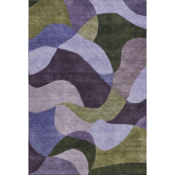 Mayfield Premium Machine Washable Abstract AMF2141 Purple 5 ft. x 7 ft. 6 in. Area Rug