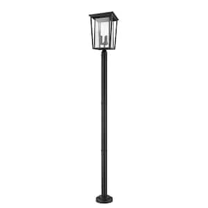 Seoul 3-Light Black 97.25 in. Aluminum Hardwired Outdoor Weather Resistant Post Light Set with No Bulb included