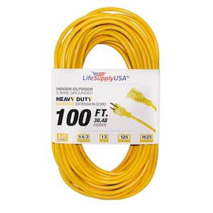 100 ft. 14/3 SJT Full Copper 13 Amp 125-Volt 1625-Watt Lighted End Indoor/Outdoor Extension cord (10-Pack)