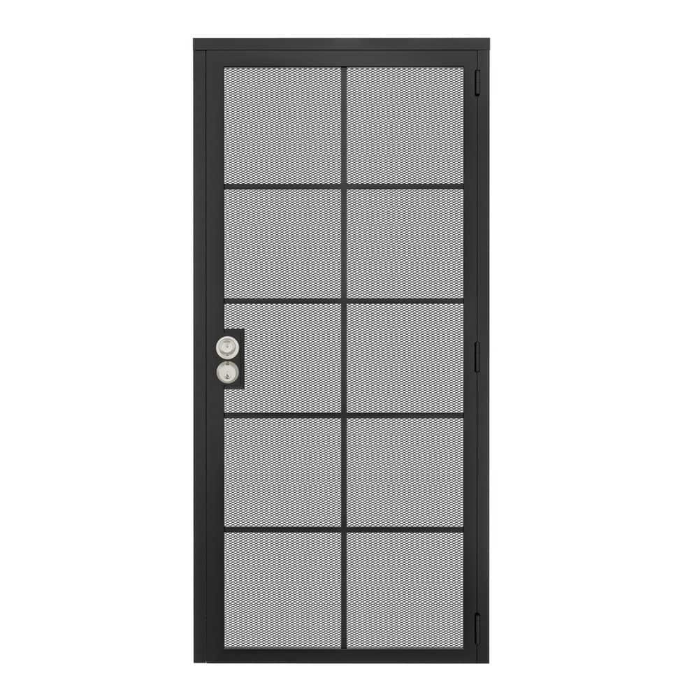36 in. x 80 in. Universal/Reversible 10-Grid Black Surface Mount Steel Security Door w/Expanded Metal Screen(Lock) price history on PriceWatchPro