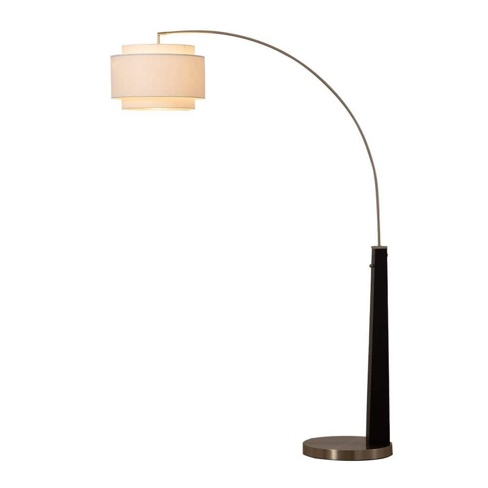 84 in Coronado Matte Black and Satin Nickel 1 Light Arc Floor Lamp Dimmable for Living Room with White Linen Drum Shade price history on PriceWatchPro