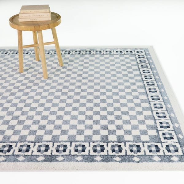 Fawke Cream 8 ft. x 10 ft. Floral Checkered Border Area Rug