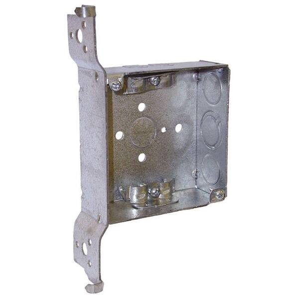 RACO 4 in. W x 1-1/2 in. D 2-Gang Welded Square Box with Three 1/2 in ...