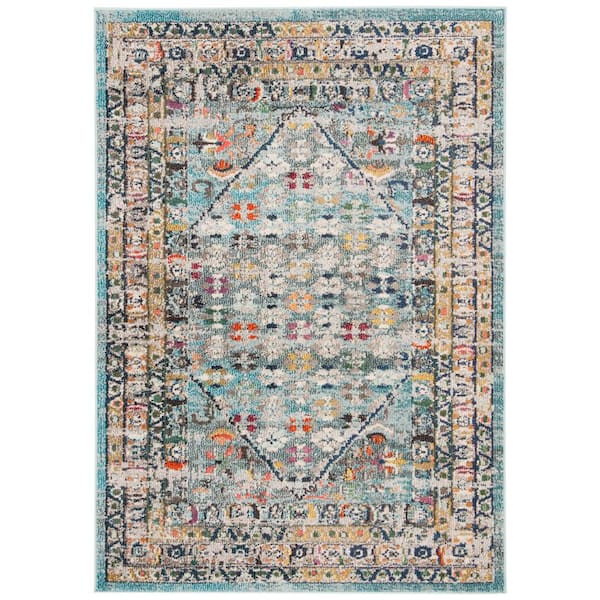 SAFAVIEH Monaco Blue/Light Gray 4 ft. x 6 ft. Border Area Rug MNC255M-4 ...