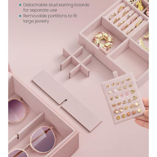 Elegant 2-Layer Jewelry Box with Handle, Jelly Pink UMQWY3 - The