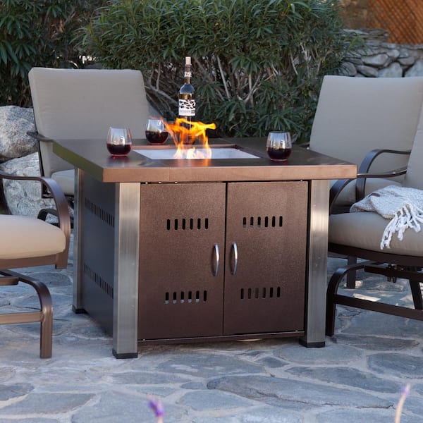 Fire Table AZ Patio Heaters Antique Bronze and Stainless Steel 38 in