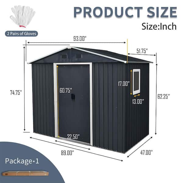 8 ft. W x 4 ft. D Metal Shed with Double Door (32 sq. ft. )