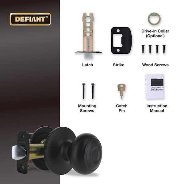 Defiant Hartford Matte Black Hall/Closet Door Knob 32TGX930B - The
