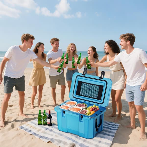 futhork Light Blue 60 qt. Portable Chest Cooler with Cup Holders
