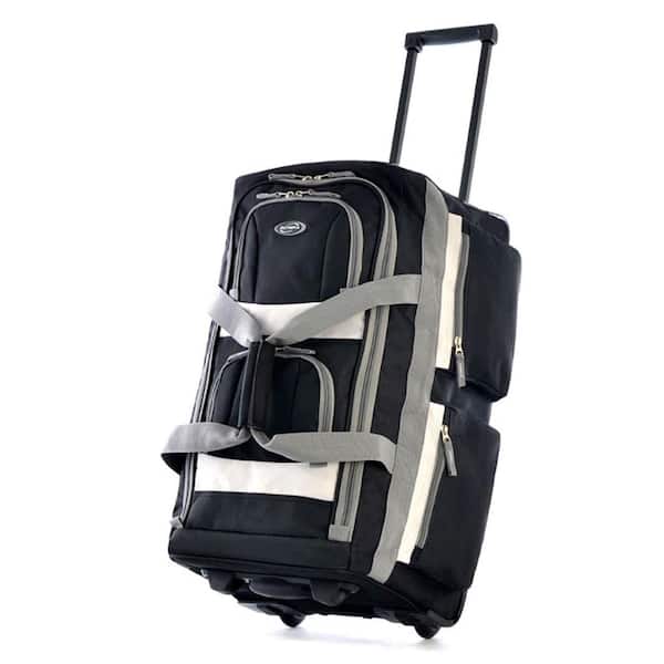 OLYMPIA 22 in. Black 8-Pocket U Shape Rolling Duffel Bag with Retractable Handle