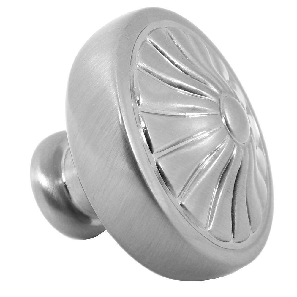 Darlington Round Satin Nickel Cabinet Knob with Mounting Hardware