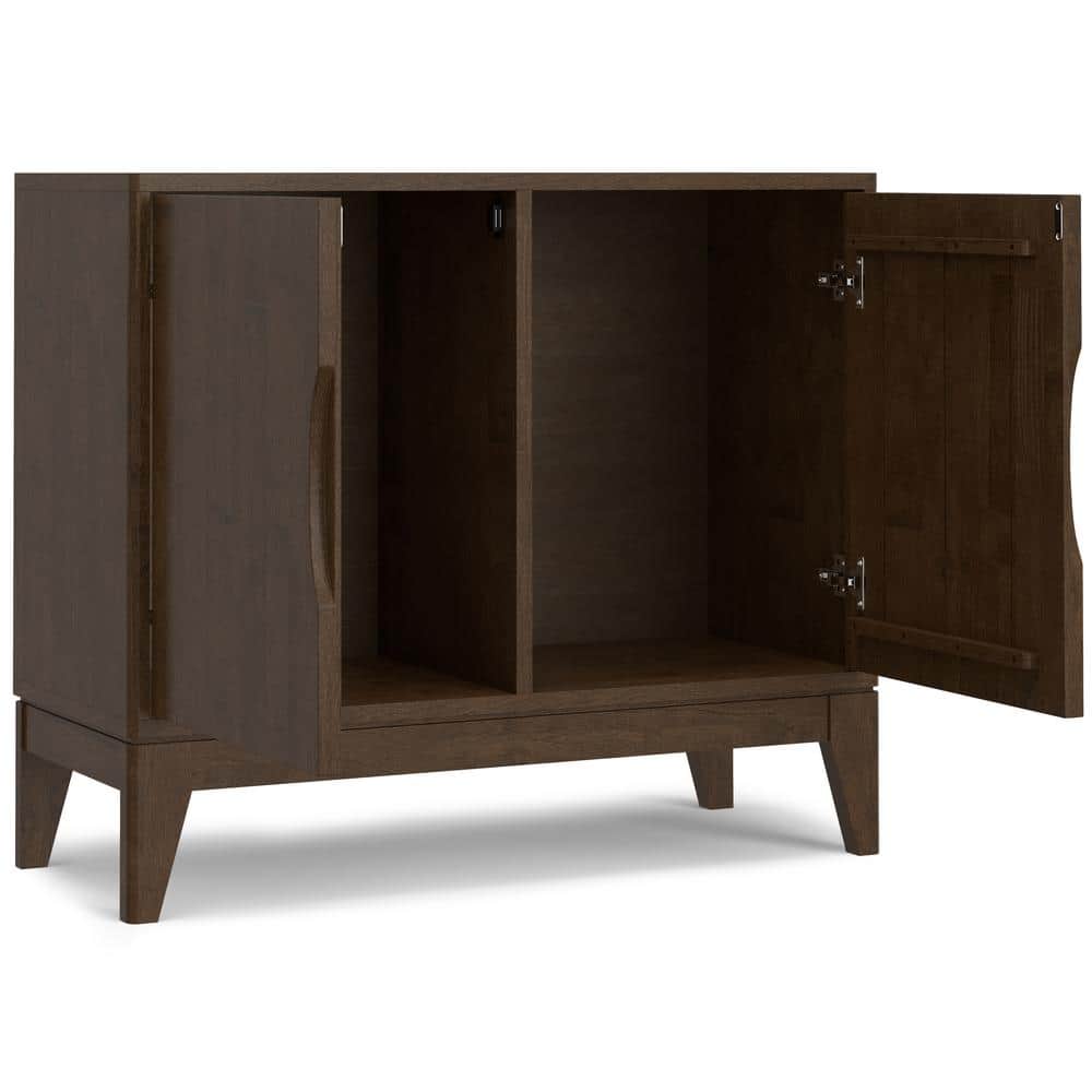 Walnut Brown Solid Hardwood Mid Century Modern Sideboard Cabinet