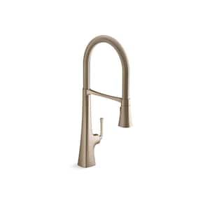 Graze Single Handle Semi-Professional Kitchen Sink Faucet with 3-Function Sprayhead in Vibrant Brushed Bronze