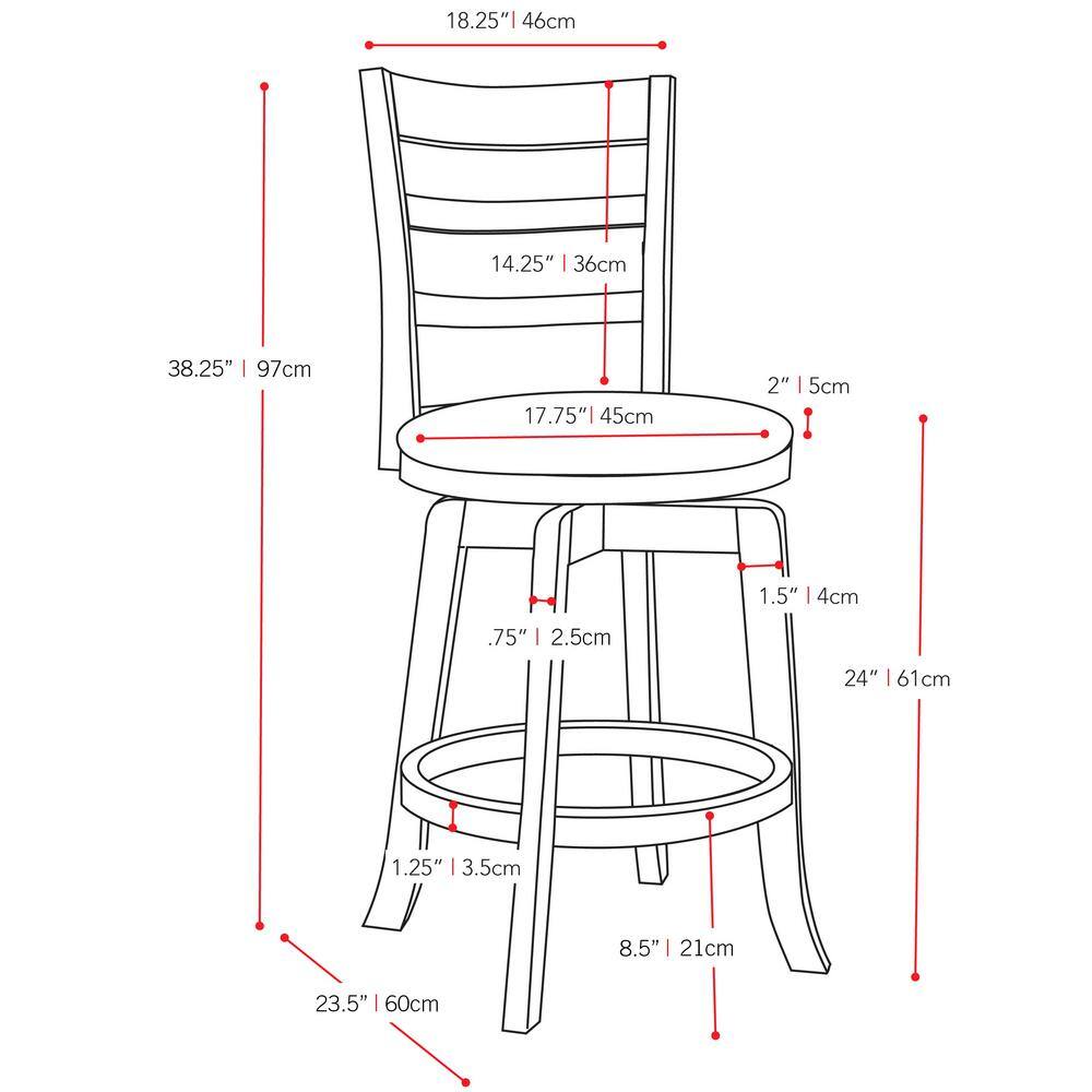 Espresso Wood Swivel Bar Stool with White Leatherette Seat