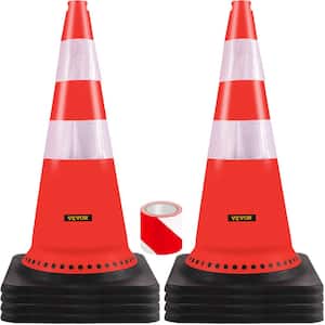 30 in. Traffic Cones PVC Orange Safety Cone with Reflective Collars and Weighted Base for Traffic Control (8-Pack)
