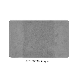 Granada 21 in. x 34 in. Gray 100% Cotton Rectangle Bath Rug