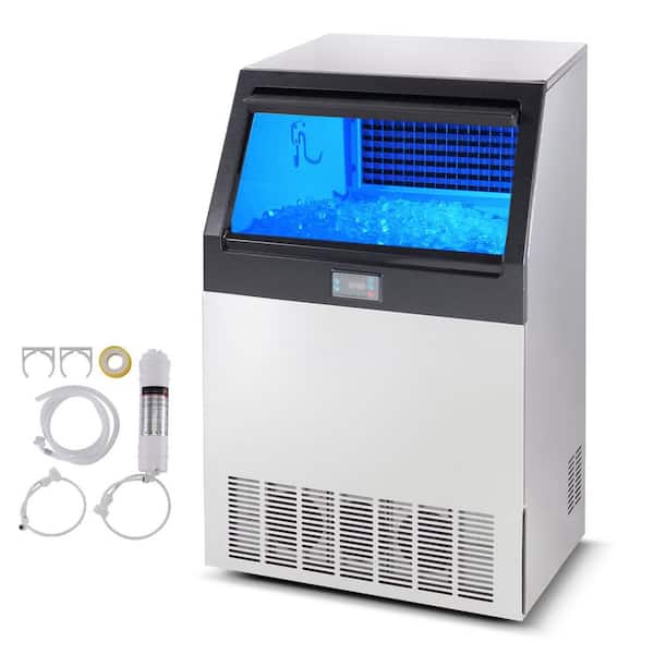 25 in. 160 lbs. /24H Commercial Ice Maker 80 Ice Cubes in 12-15 Minutes, Freestanding Machine with 66 lbs Storage