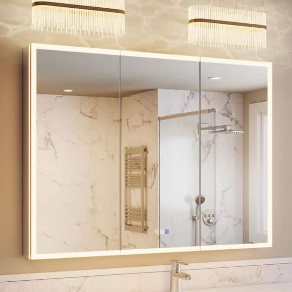 48 in. W x 36 in. H Rectangular Aluminum Medicine Cabinet with Mirror