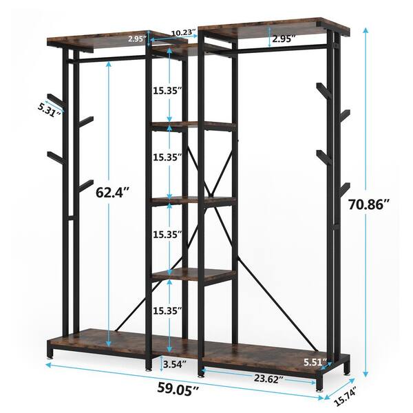 Tribesigns Cynthia Black Freestanding Closet Organizer Garment Rack with  Shelves and Hanging Rods FFHD-F1470 - The Home Depot