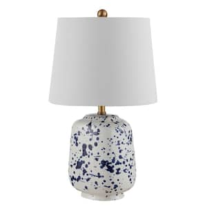 Greyon 23 in. Navy Blue Table Lamp with White Shade