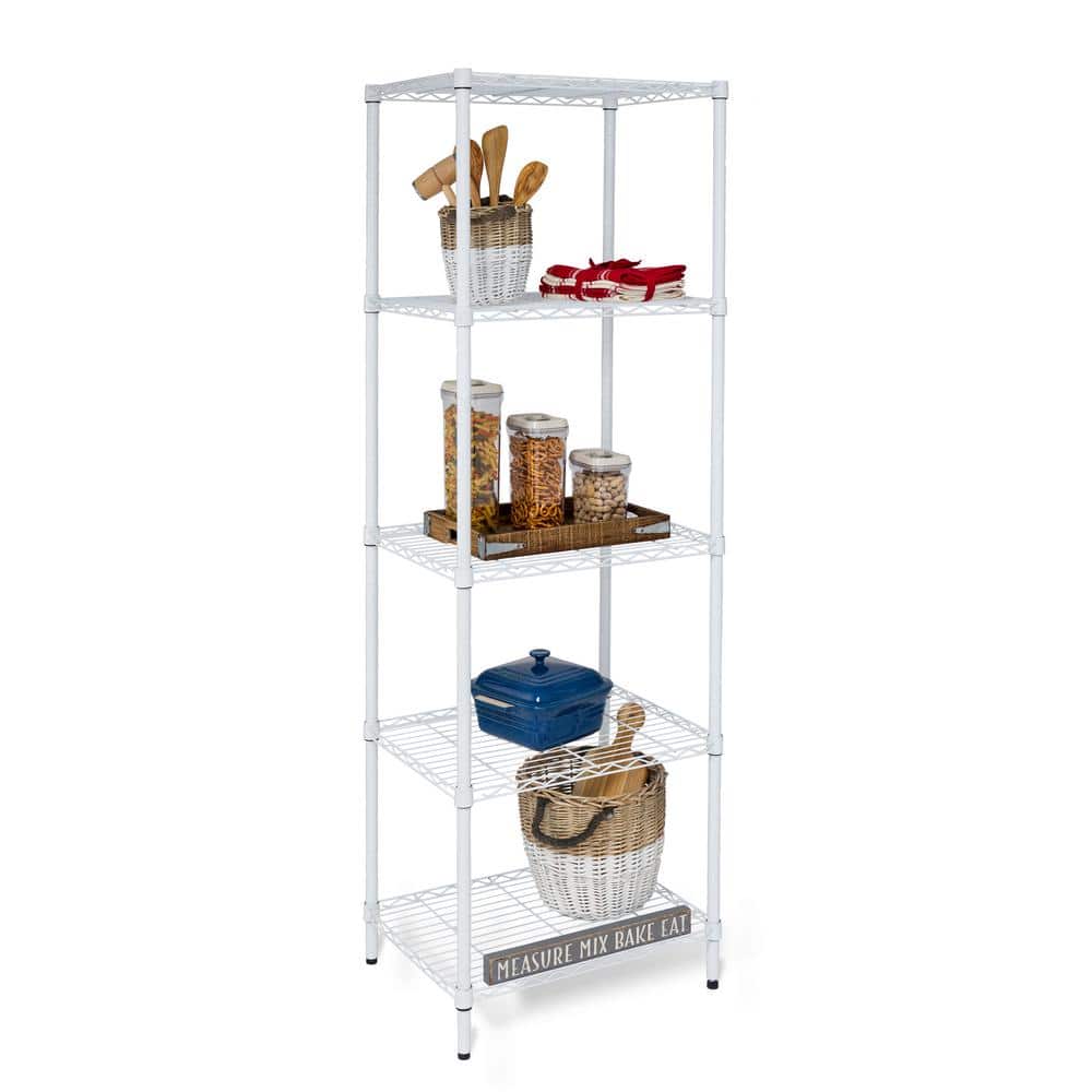 HoneyCanDo White 5Tier Metal Wire Shelving Unit (18 in. W x 72 in. H