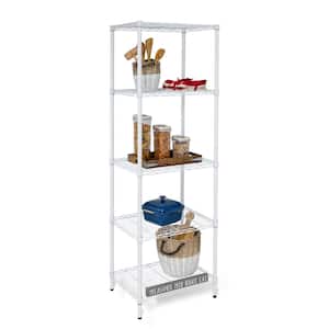 White 5-Tier Metal Wire Shelving Unit (18 in. W x 72 in. H x 24 in. D)