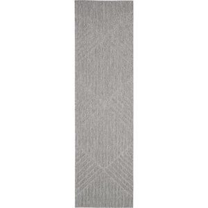 Palamos Light Gray 2 ft. x 10 ft. Kitchen Runner Geometric Contemporary Indoor/Outdoor Patio Area Rug