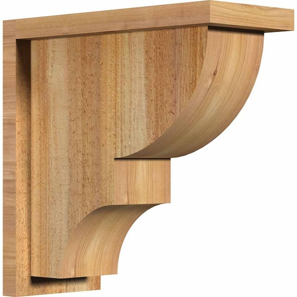 Ekena Millwork 6 in. x 14 in. x 14 in. Western Red Cedar Ridgewood Rough Sawn Corbel with Backplate