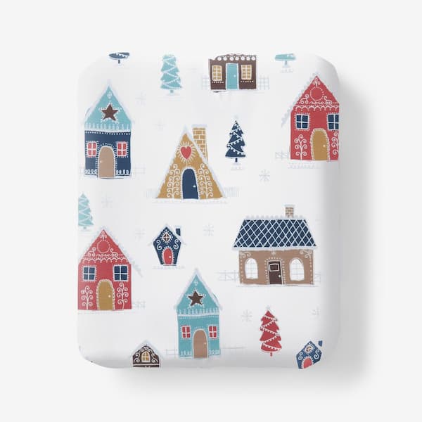 Company Cotton Gingerbread Houses White Multi Cotton Percale Twin Fitted Sheet