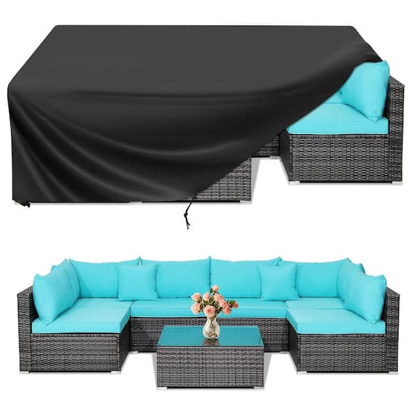 OVCRNIBI Outdoor Furniture Cover, Waterproof Sofa Table Cover, Tear Resistant, 126 in. L x 126 in. W x 28 in. H, Black