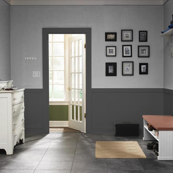 1 qt. #N520-6 Asphalt Gray Satin Enamel Interior/Exterior Cabinet, Door &  Trim Paint