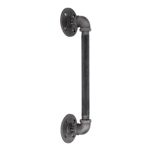 PIPE DECOR 1/2 in. x 14.5 in. L Black Pipe Barn Door Handle Kit