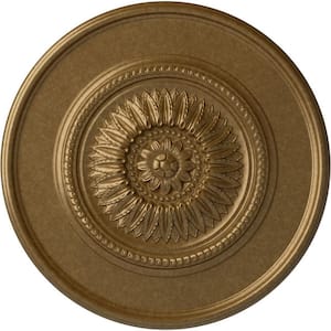 2-1/2 in. x 41-1/8 in. x 41-1/8 in. Polyurethane Large Floral Ceiling Medallion, Pale Gold