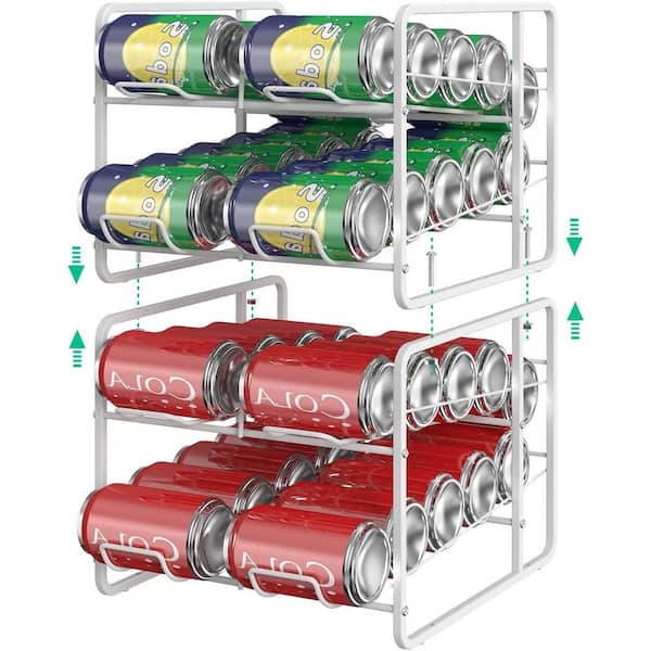 4 Pack Soda Can Organizer Rack for Pantry, Stackable Beverage Soda Can  Storage D