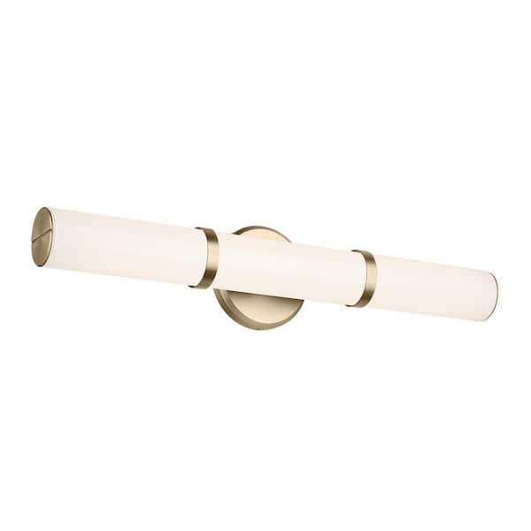 Rosh 24.25 in. Bath Bar Medium Vanity Light LED with White Glass in Champagne Bronze