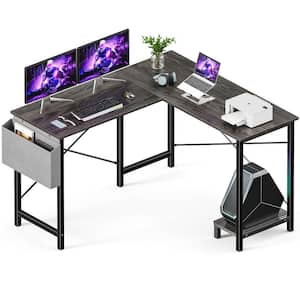 49 in. L-Shape Black Wood Computer Desk with Storage Bag and CPU Storage Shelf