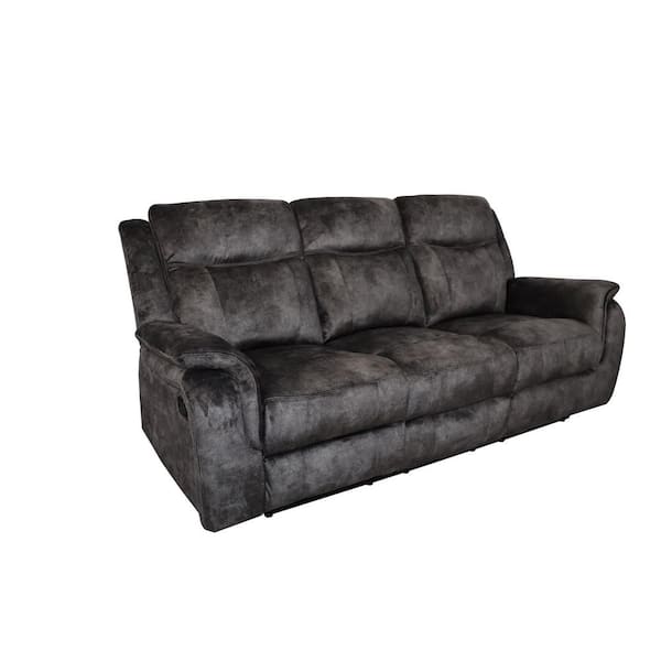 Benjara 82 in. Slope Arm Fabric Rectangle Dual Manual Recliners Sofa in Gray (1-Piece)